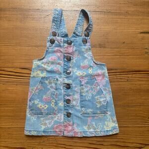 Wonder Nation denim floral‎ overall skirt SIZE 18M